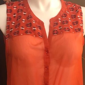 Lucky Brand front tie sheer shirt